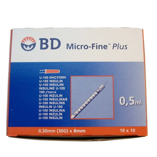 BD Micro-Fine Plus – Insuline Injectiespuiten met Naald (10 stuks, 0,5 ml)