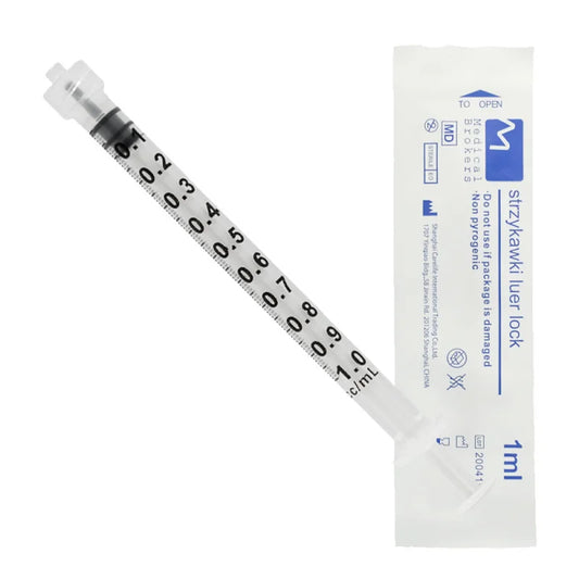 Luer Lock Spuit 1 ml – Drie-delig – Medical Brokers (10 stuks)